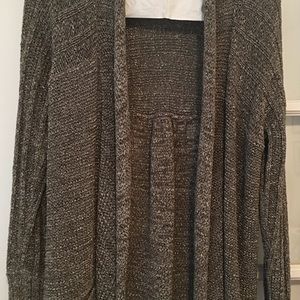 New Anne Klein Silver Ribbon Knit Cardigan Large